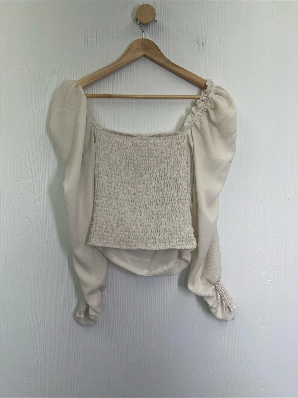 ASTR - Tonia Ruched Puff Long Sleeve Square Neckline  Bohemian Blouse Size XS